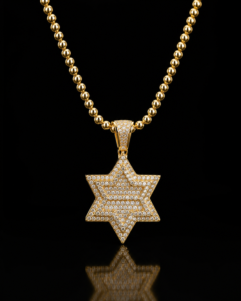 שרשרת מגן דוד זהב ORIDO מזווית נוספת