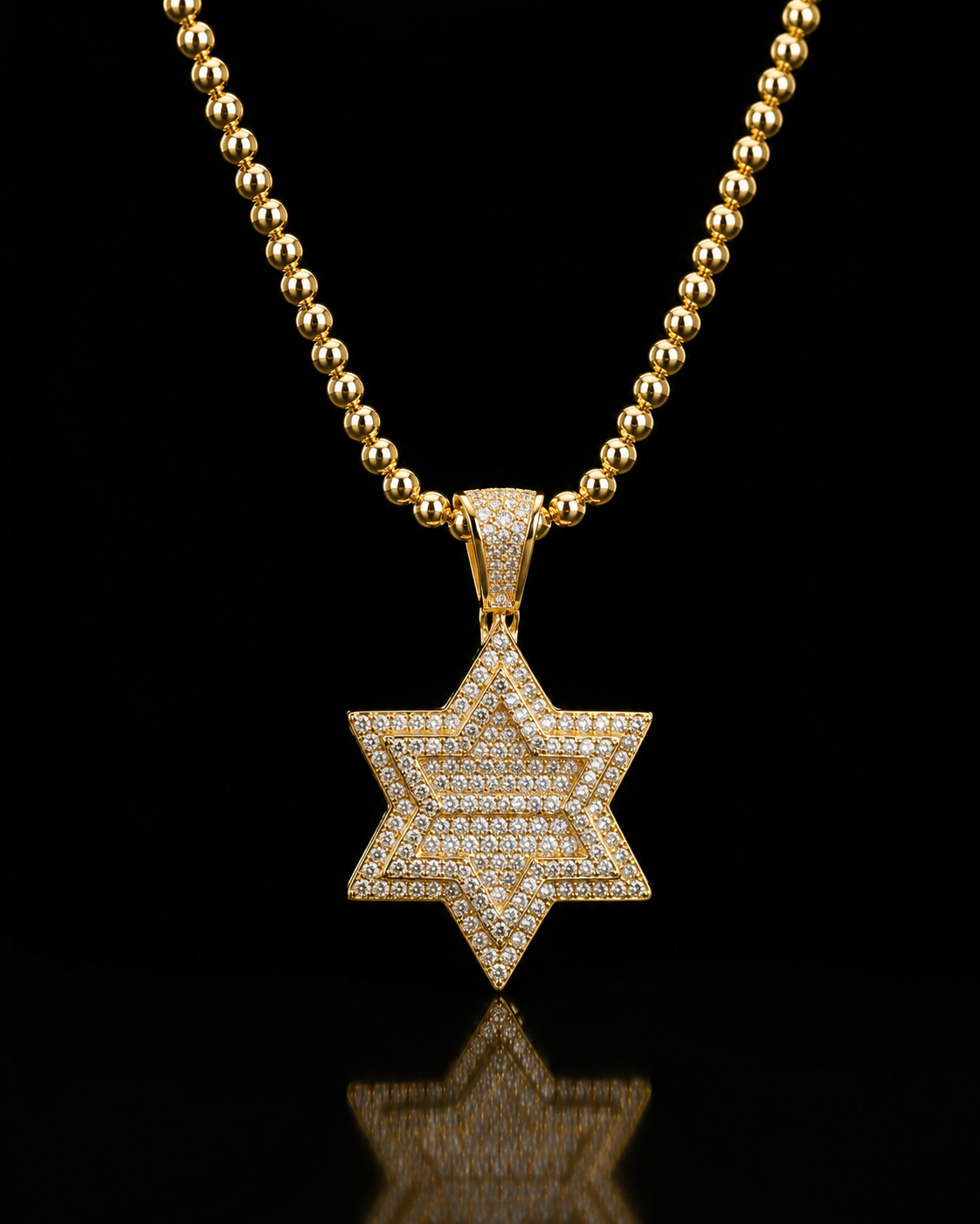 שרשרת מגן דוד זהב ORIDO מזווית נוספת