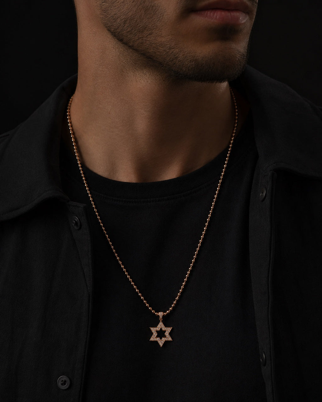 שרשרת מגן דוד רוז גולד ORIDO על דוגמן