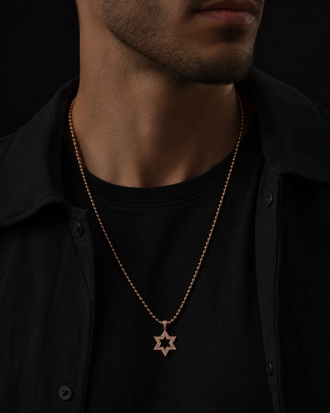 שרשרת מגן דוד רוז גולד ORIDO על דוגמן